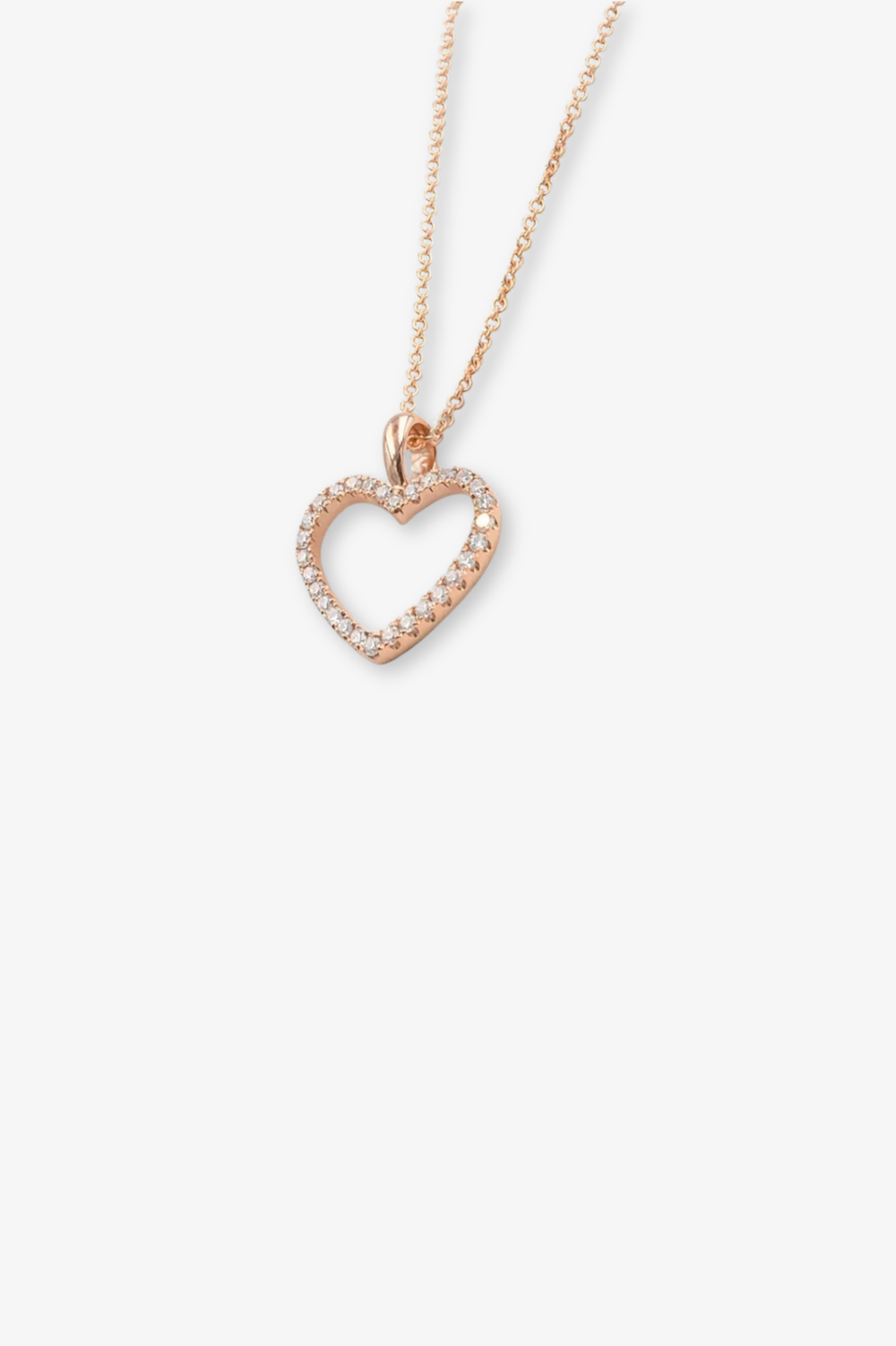 Heart Pink Gold Necklace with Diamonds