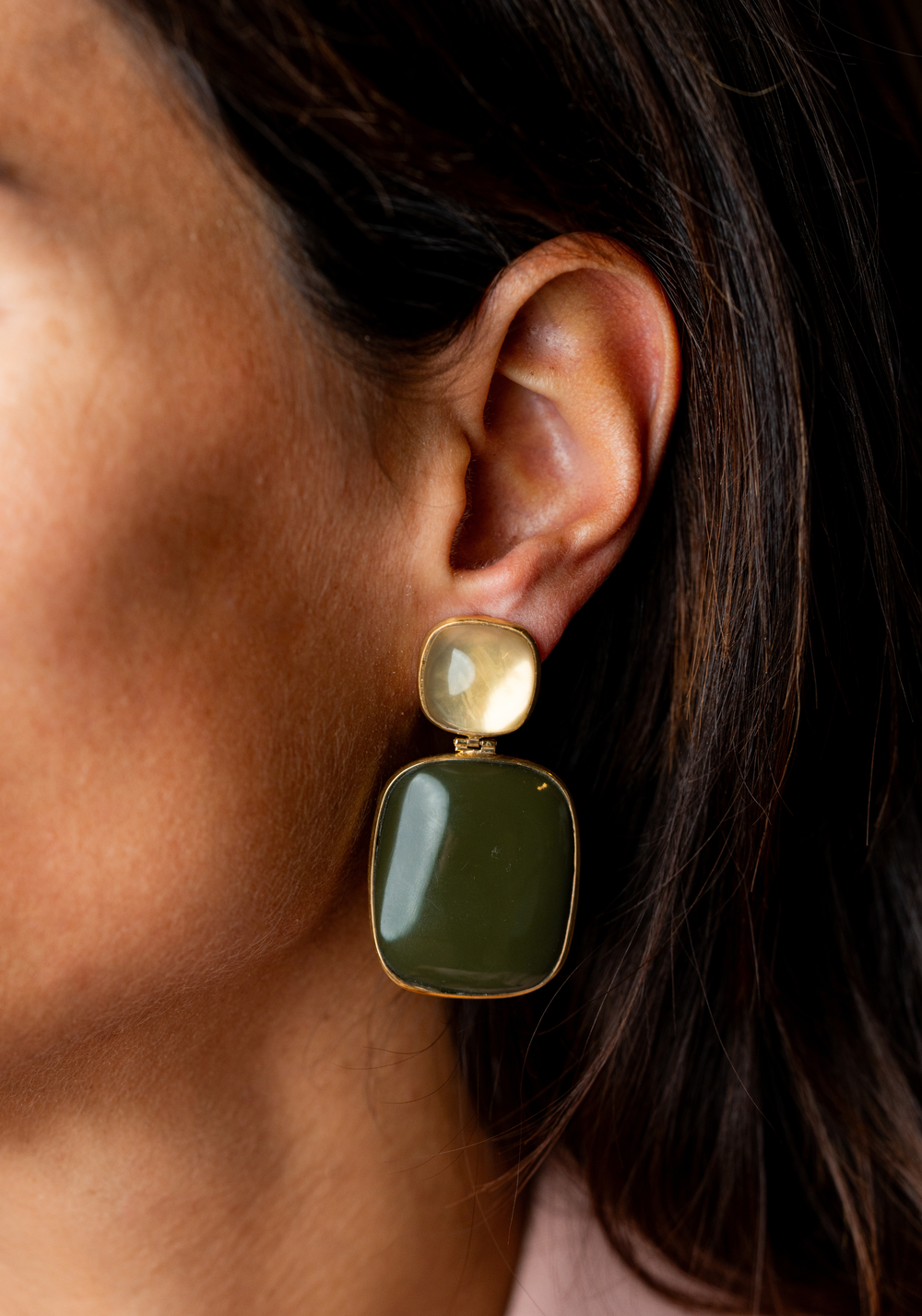 Yellow Silver Earrings with Natural Stones