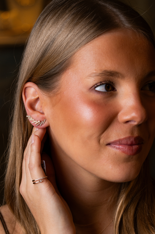 Brincos Skyline em ouro rosa com diamantes