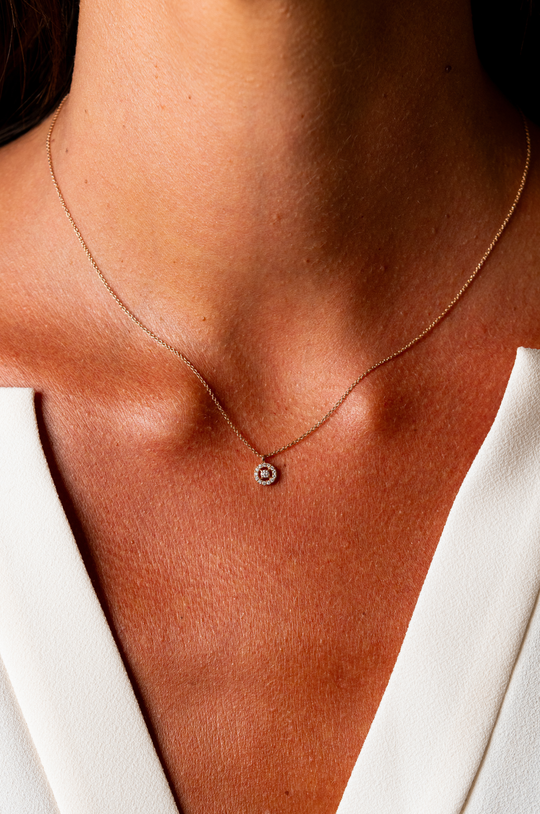 Pink Gold Necklace with Diamonds