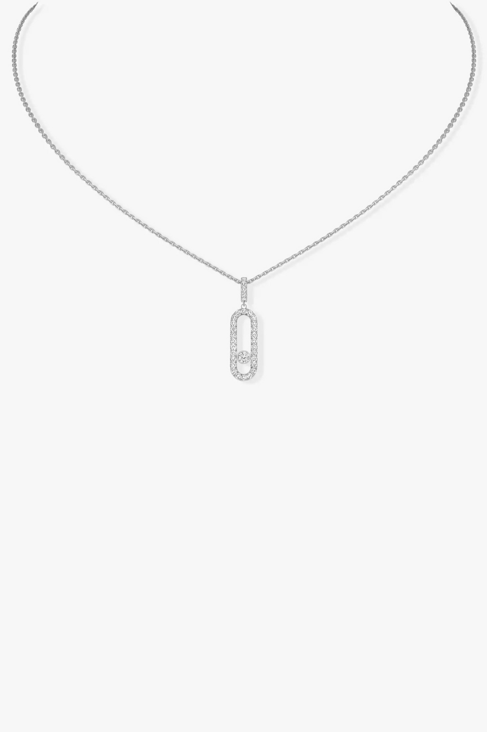 Colar Move Uno Pavé LM em Ouro Branco