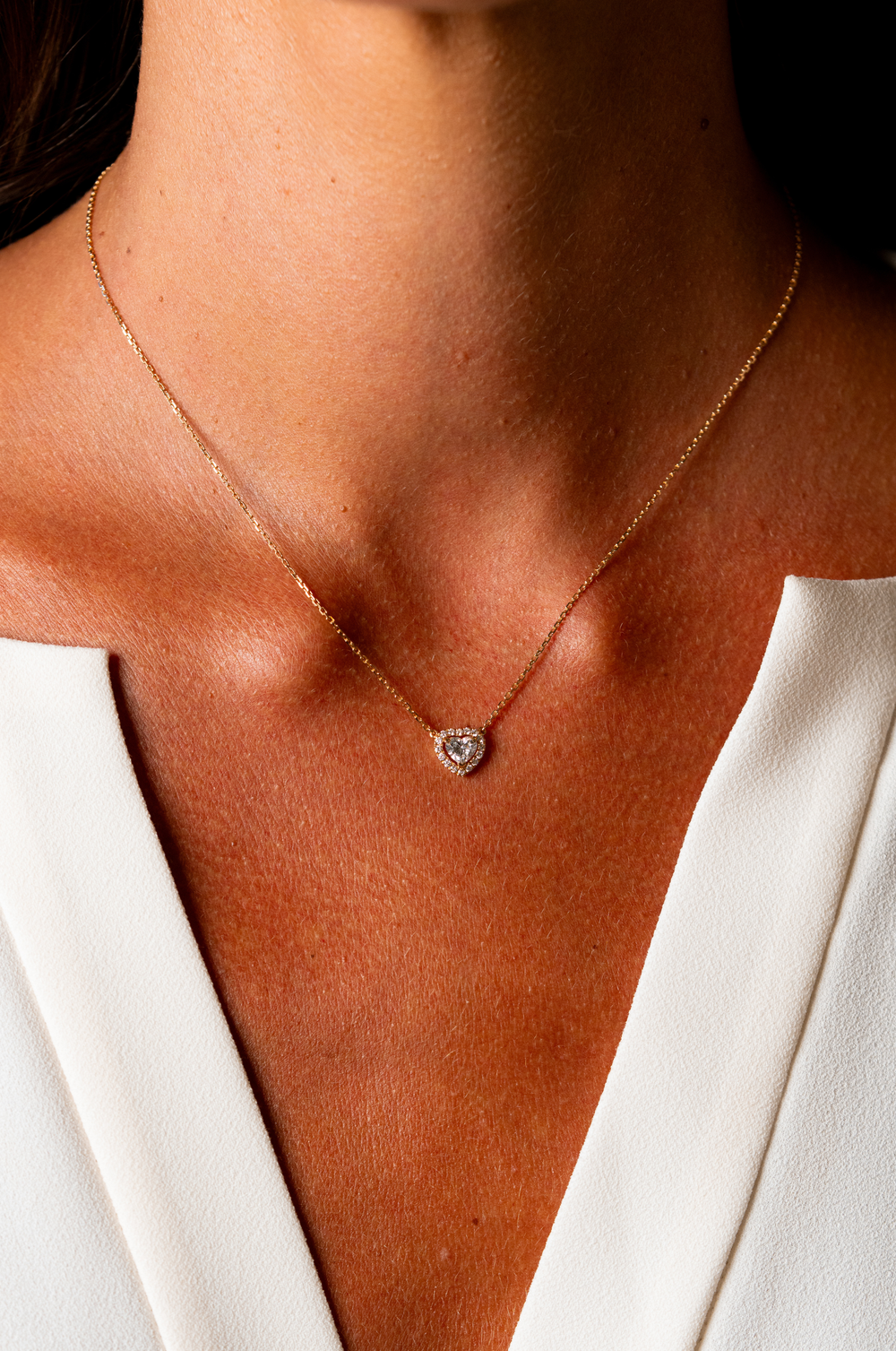 Heart Pink Gold Necklace with Diamonds