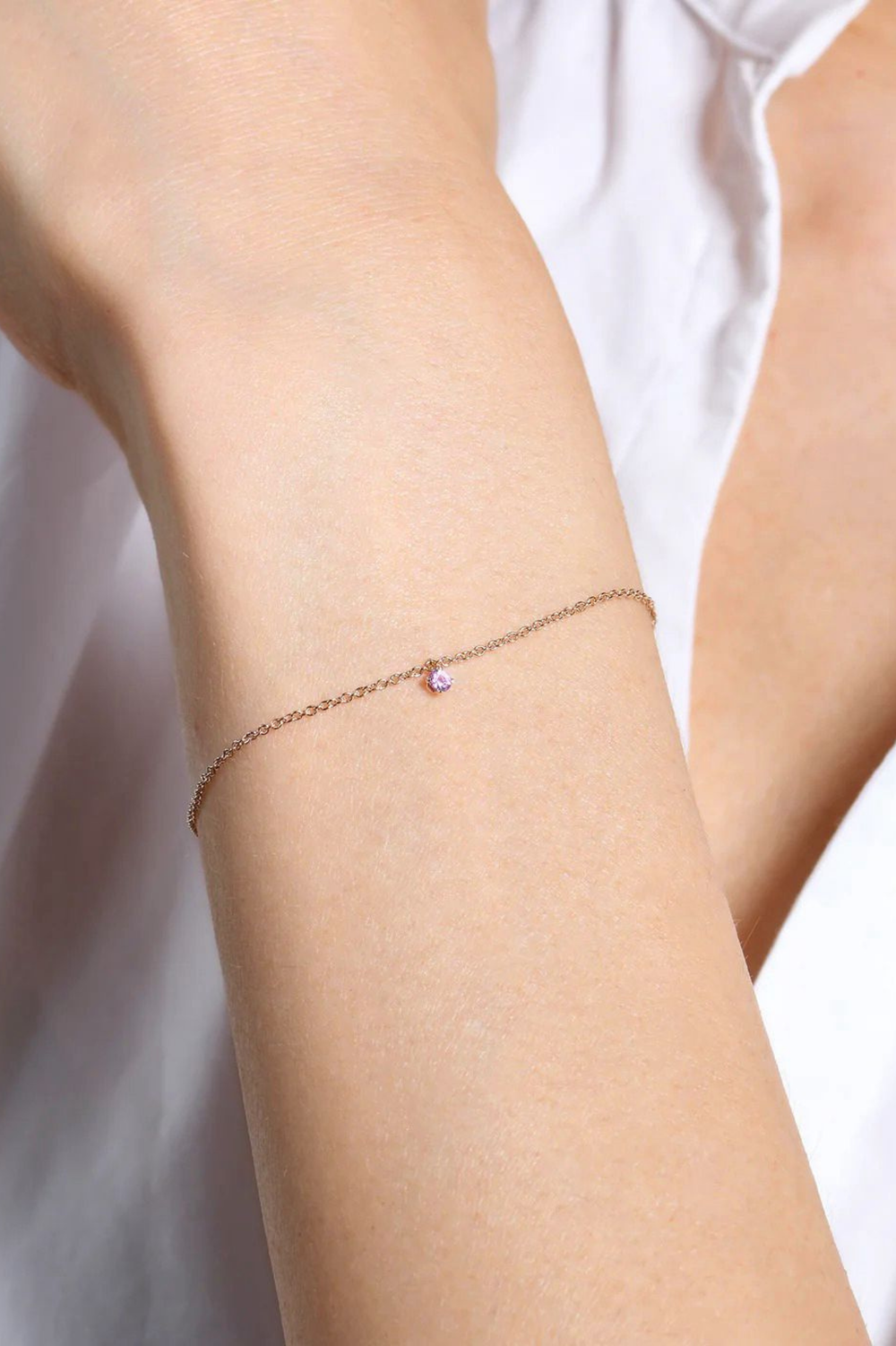 Pulseira em ouro rosa com safira