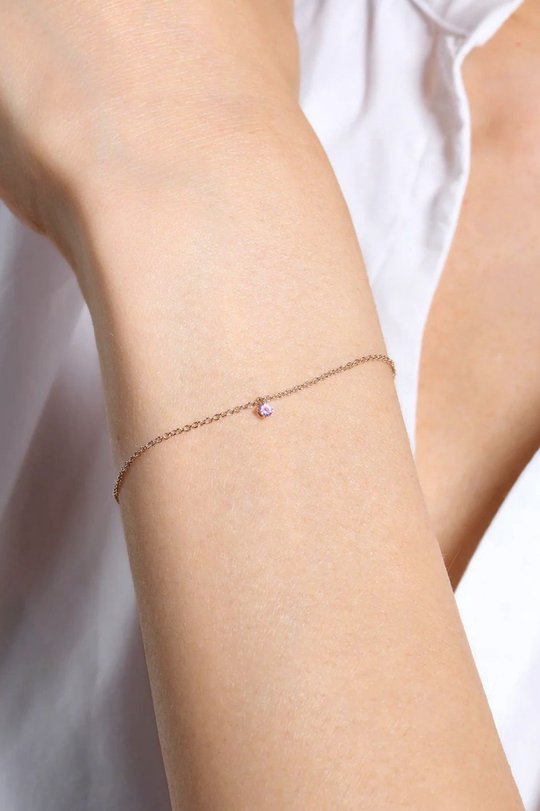 Pulseira em ouro rosa com safira