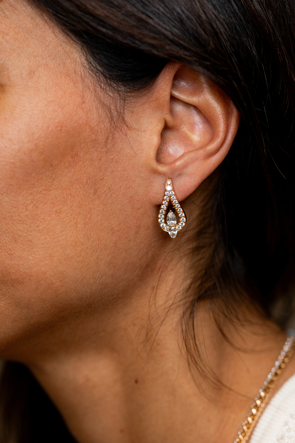 Pink Gold Earrings with Diamonds