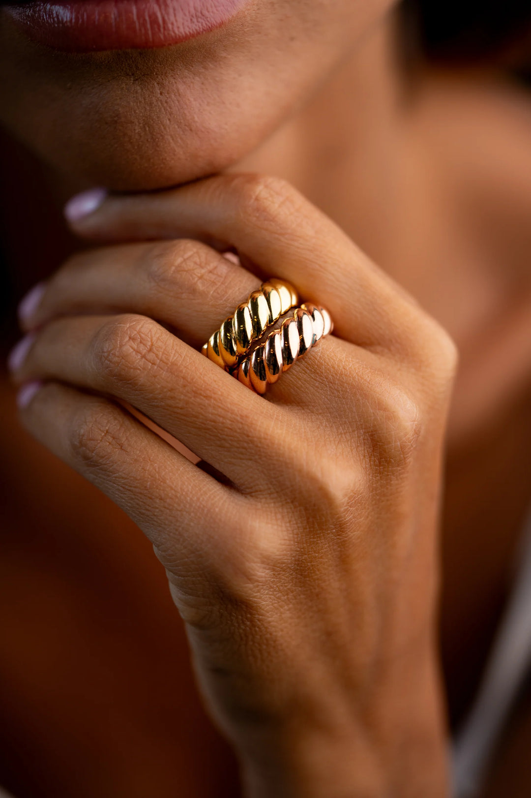 Braided Pink Gold Ring