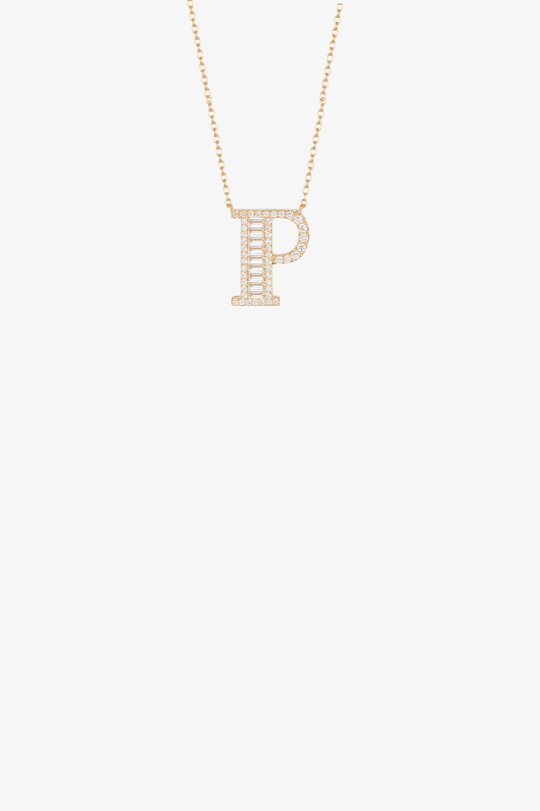 Letter Gold Necklace with Diamonds