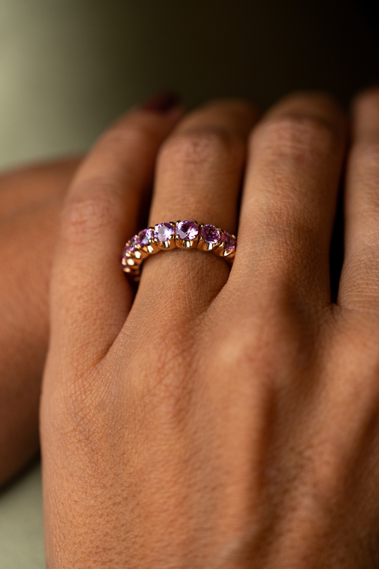 Pink Gold Ring with Pink Sapphires