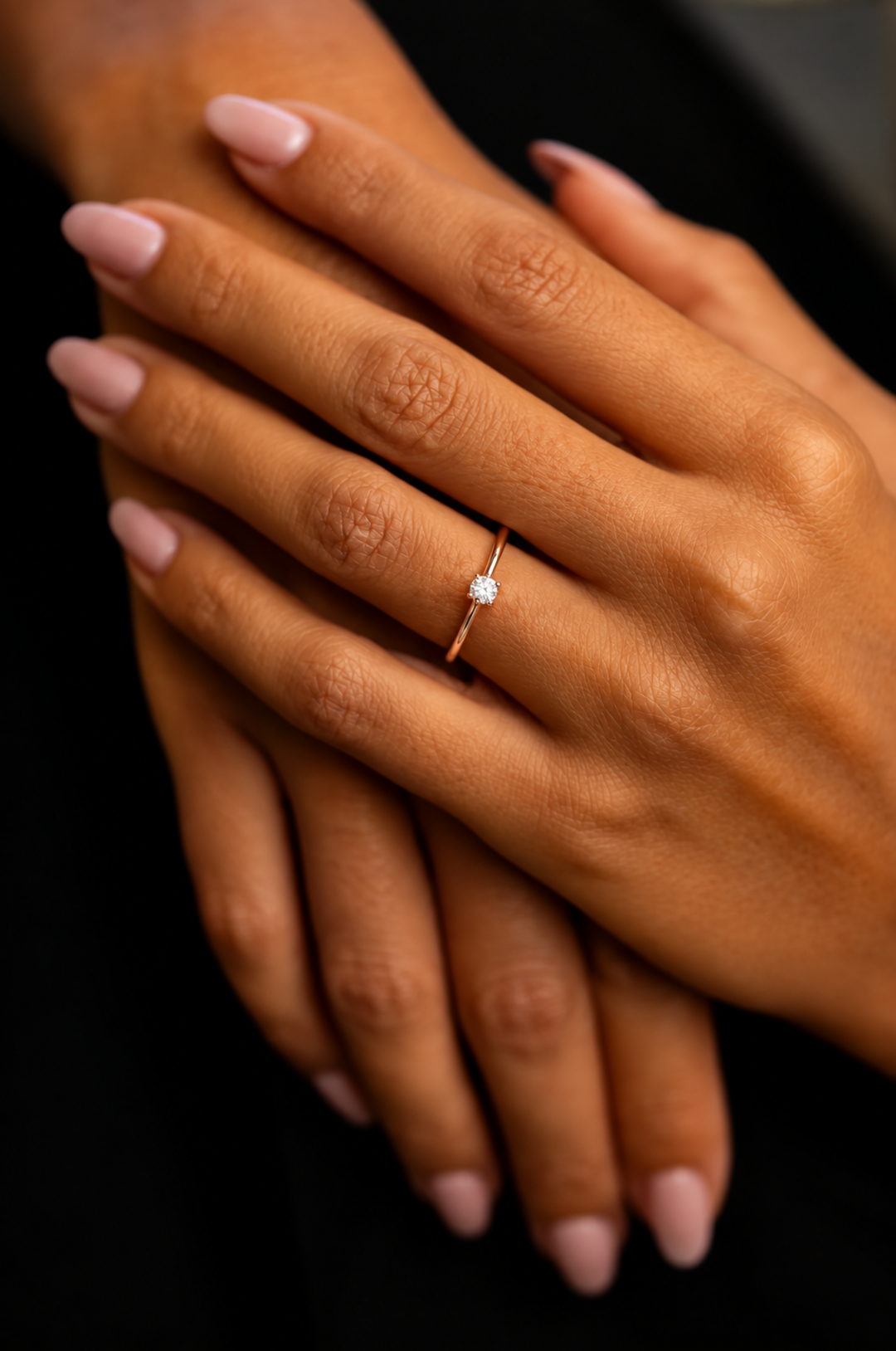 Pink Gold and Solitaire Diamond Engagement Ring