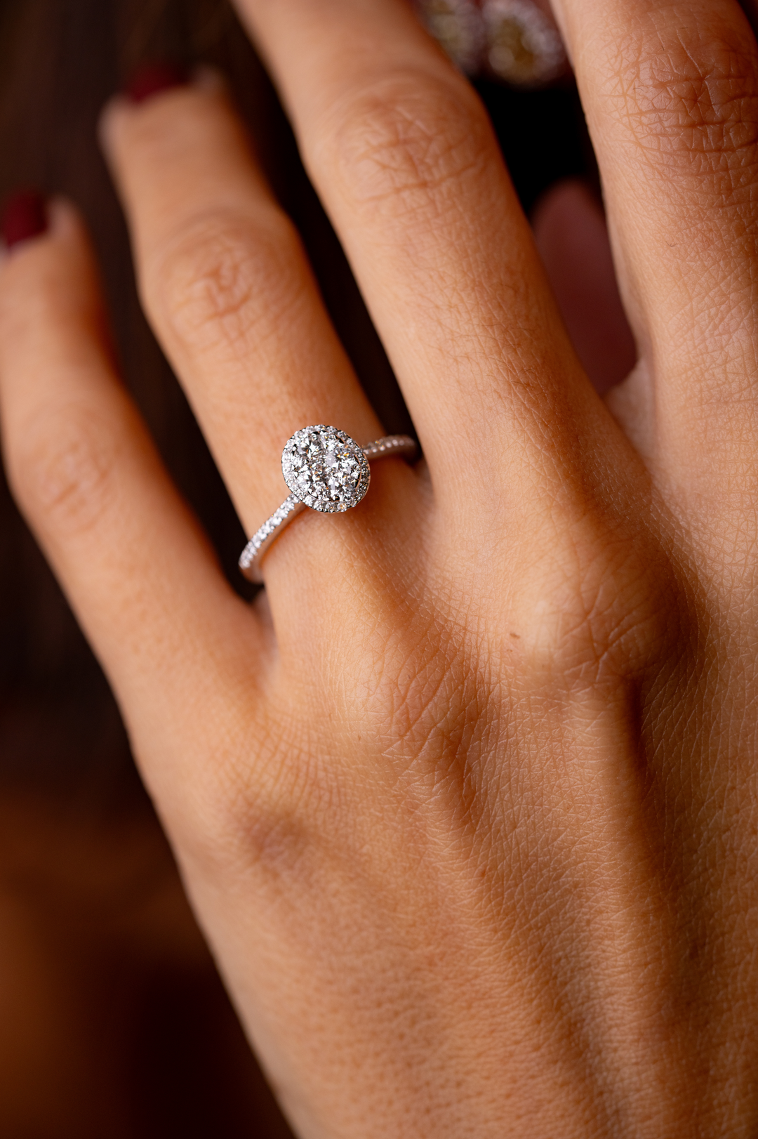 White Gold Engagement Ring with Diamonds