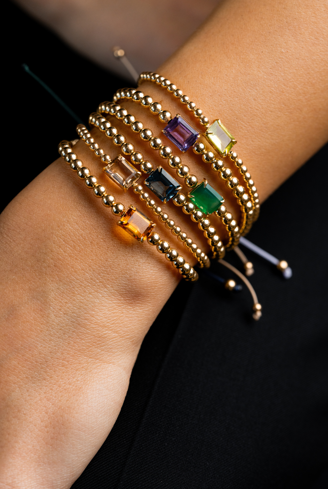 Pulseira em ouro amarelo com peridoto