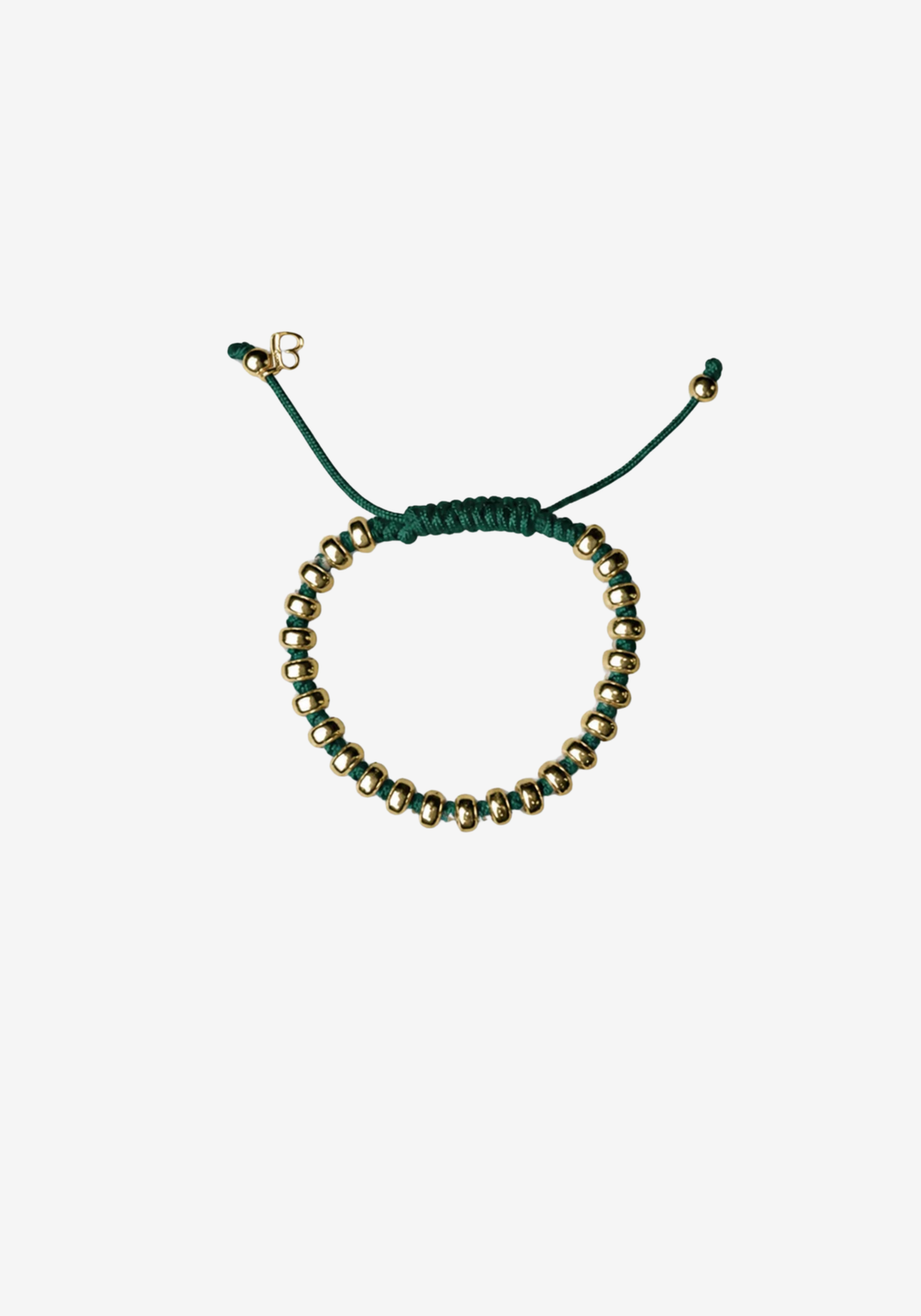 S Silver Dots Bracelet with Green Cotton