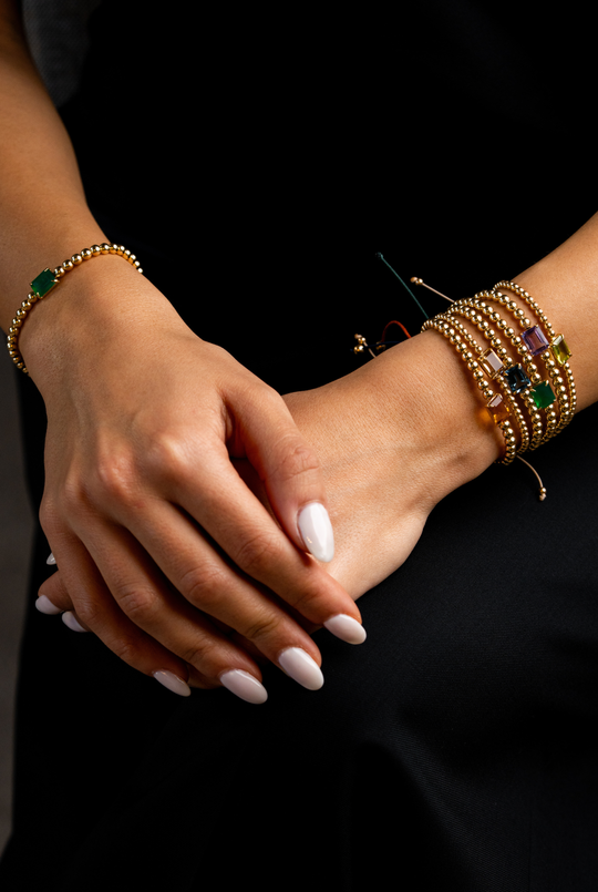 Pulseira em ouro amarelo com ametista 