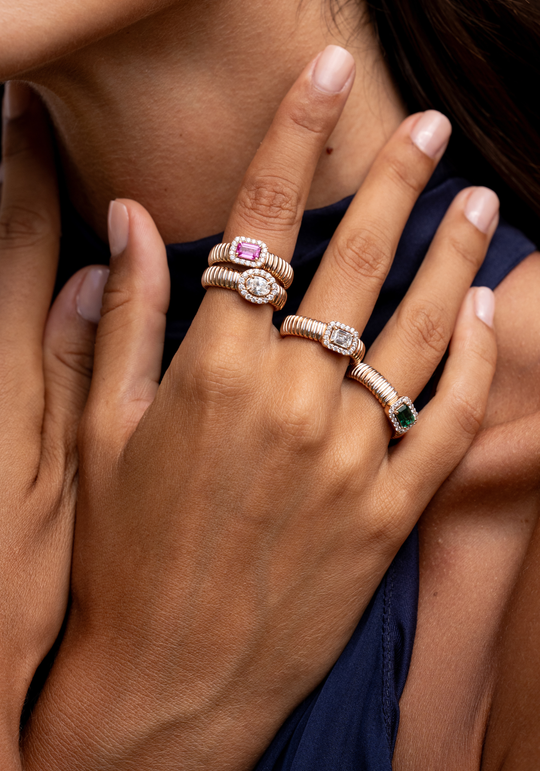 Pink Gold Ring with Diamonds