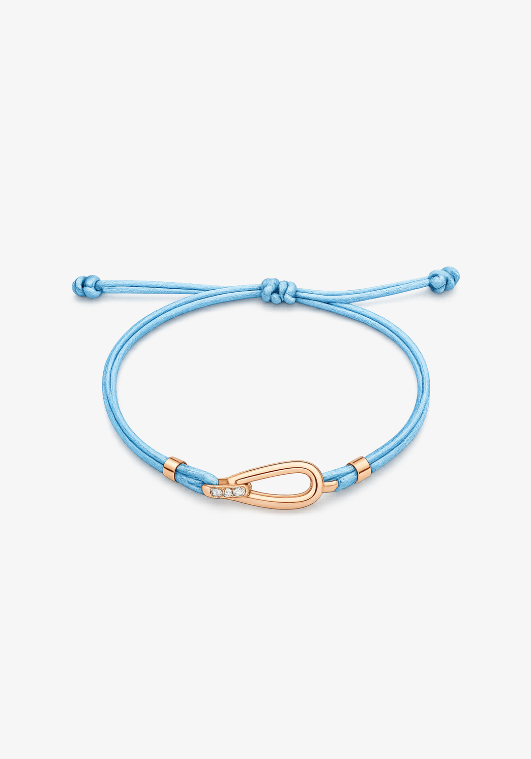 Pink Gold Bracelet with Blue Cotton