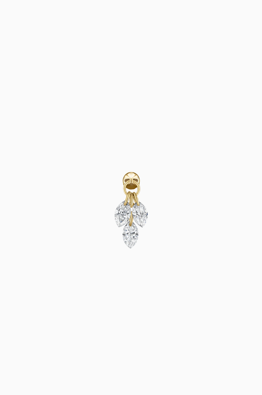Yellow Gold Floating Pear Piercing With Diamonds