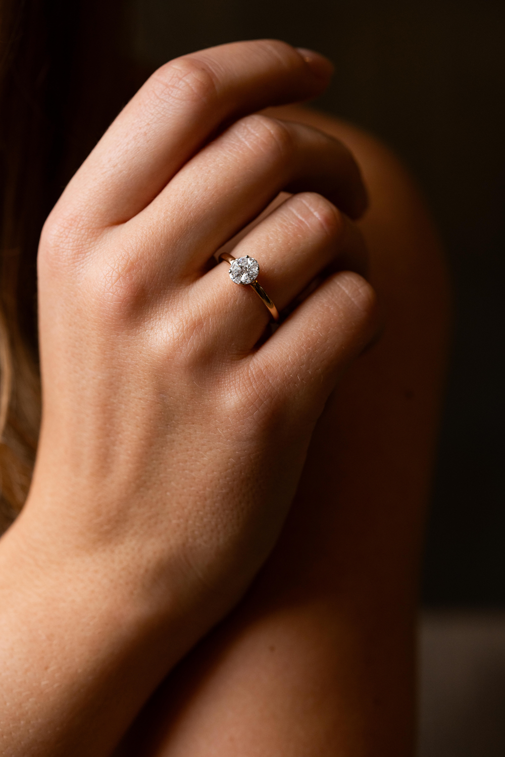 Pink Gold Engagement Ring with Diamonds