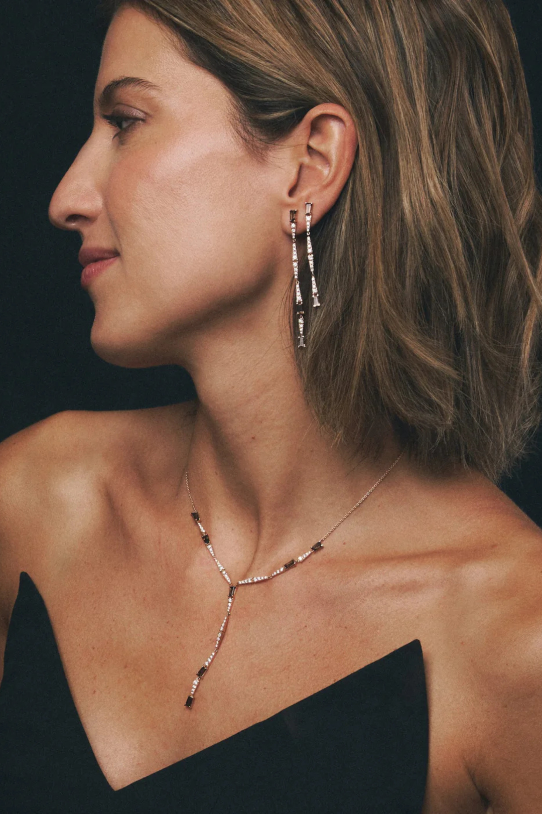 Colar comprido Smokey Club em ouro rosa com diamantes