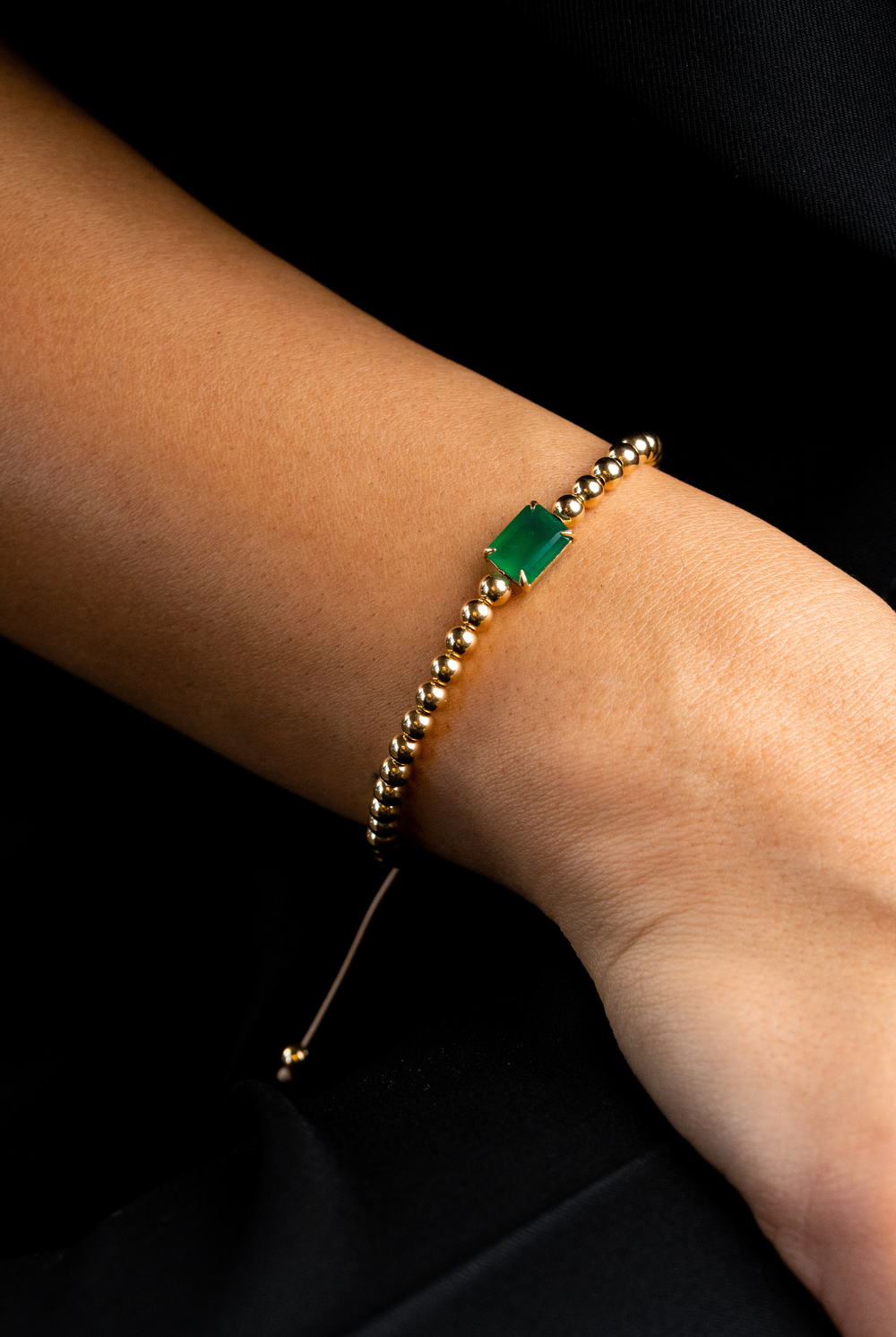 Pulseira em ouro amarelo com ónix  verde