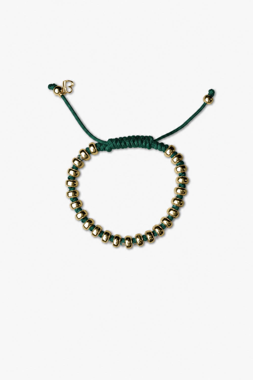 Pulseira Pontos Prateados com Algodão Verde