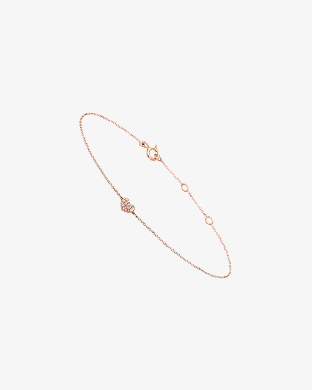 Heart Pink Gold Chain Bracelet with Diamonds