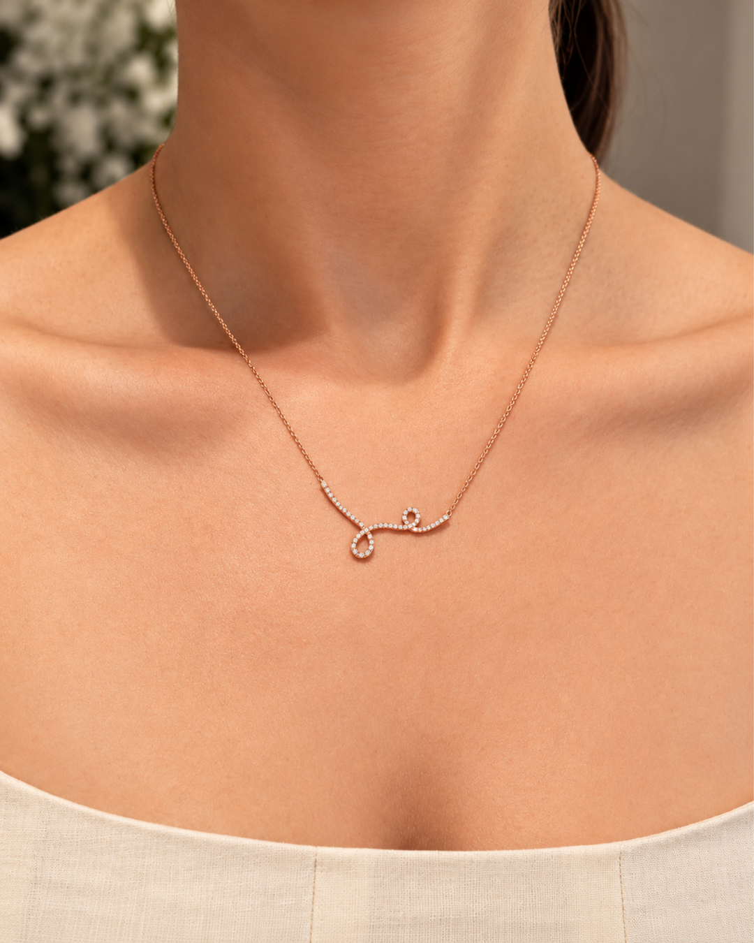 Colar Maison Rose em ouro rosa com diamantes