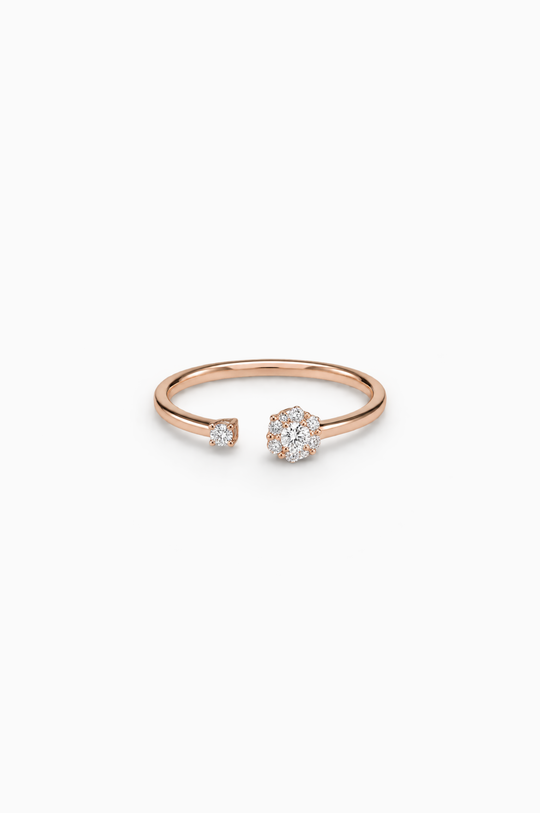 Flower Pink Gold Ring with Diamonds