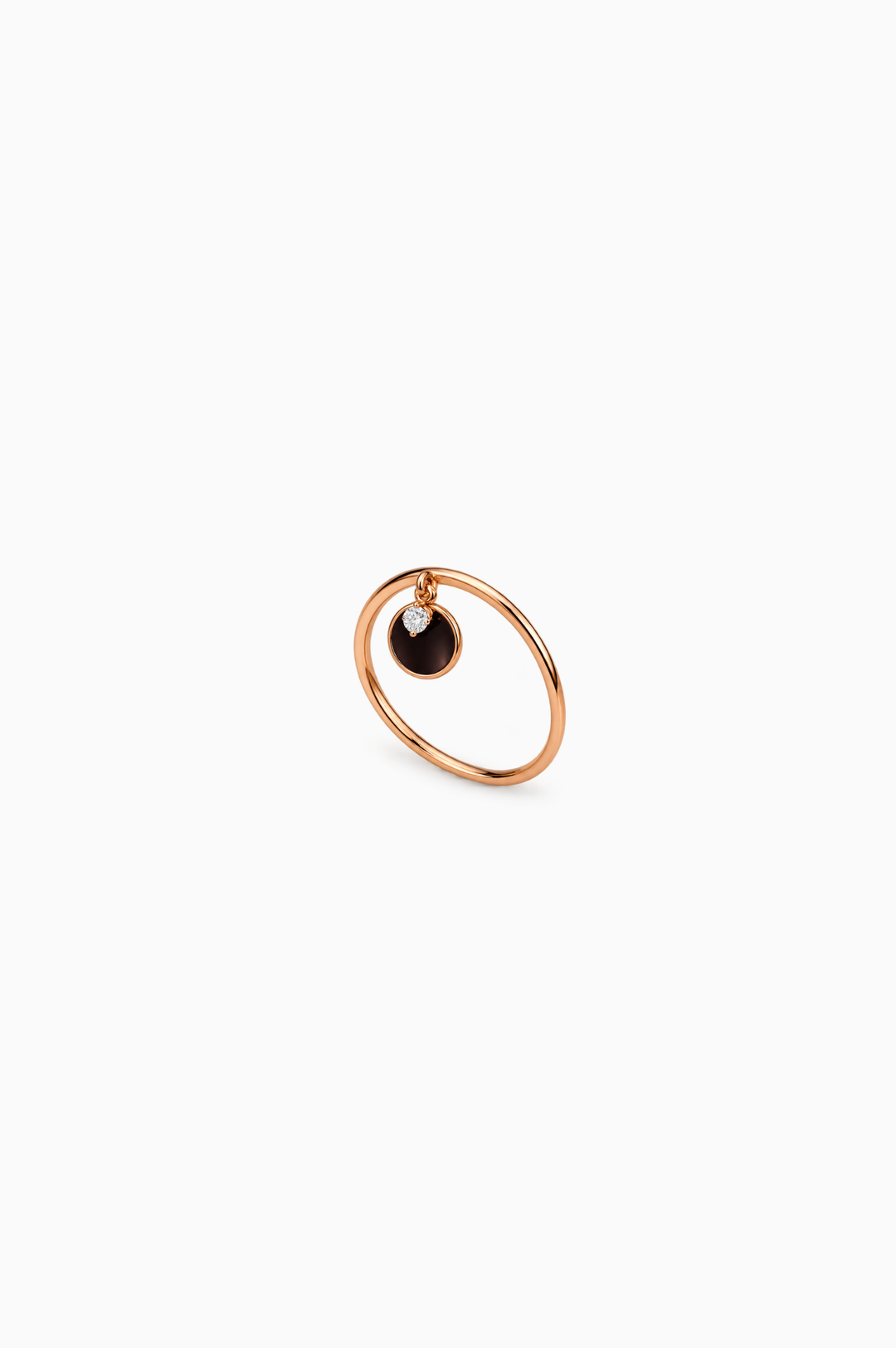 Pink Gold Ring With Diamond and Enamel