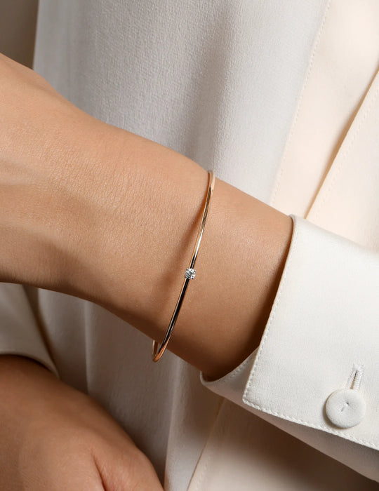 Yellow Gold Solitaire Bangle