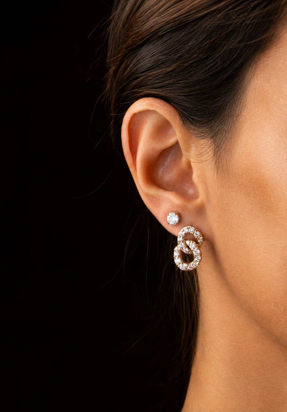 Pink Gold Earrings with Diamonds