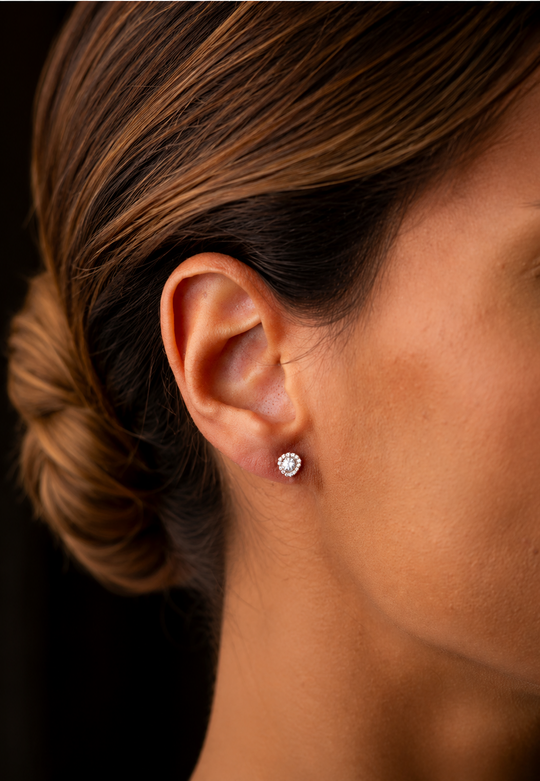 Pink Gold Earrings with Diamonds