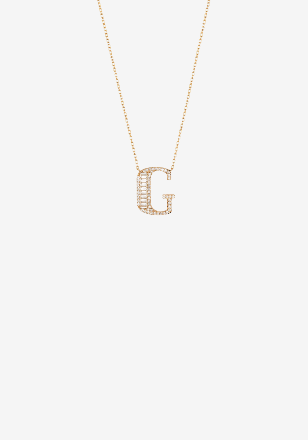 Pink Gold Necklace with Letter G and Diamonds