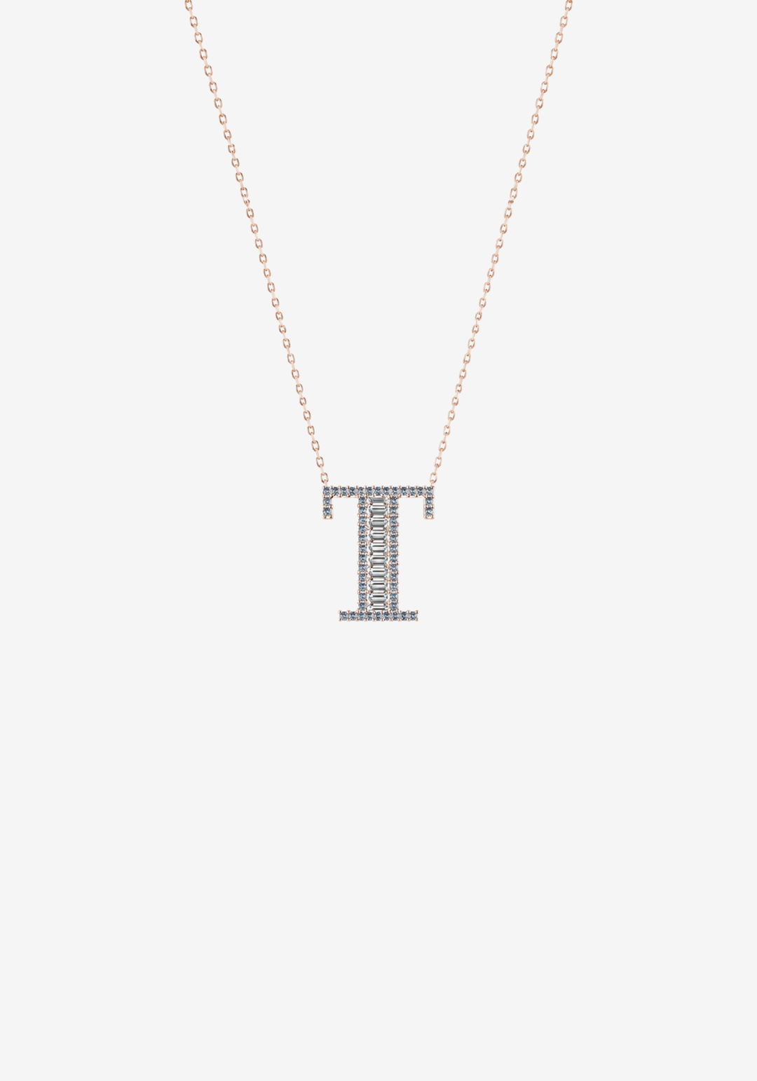 Pink Gold Necklace with Letter T and Diamonds