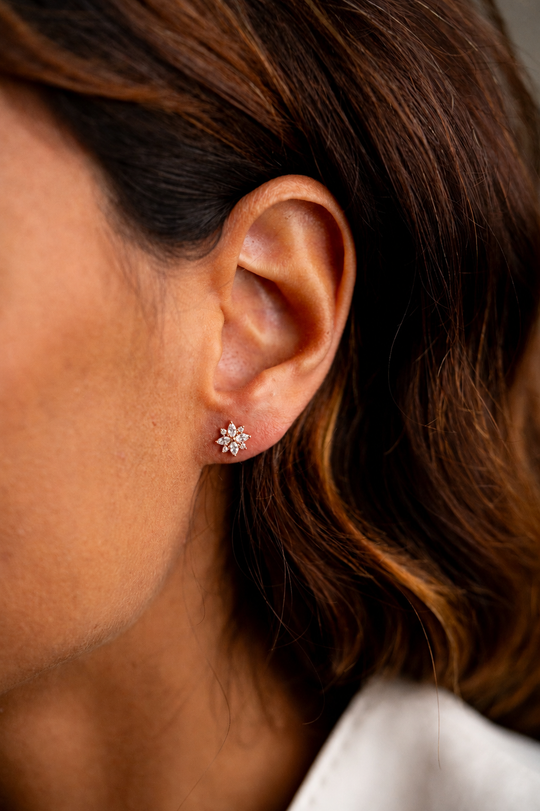 Brincos em ouro rosa com diamantes