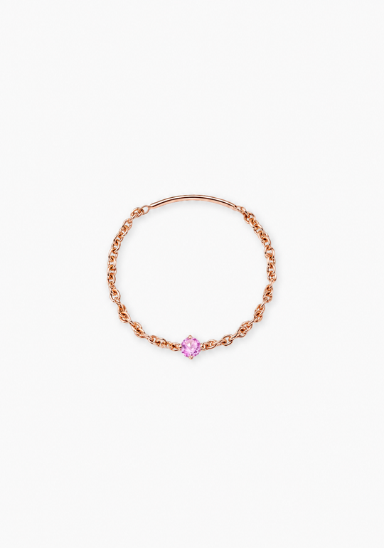 Gold Chain Ring with Pink Sapphire