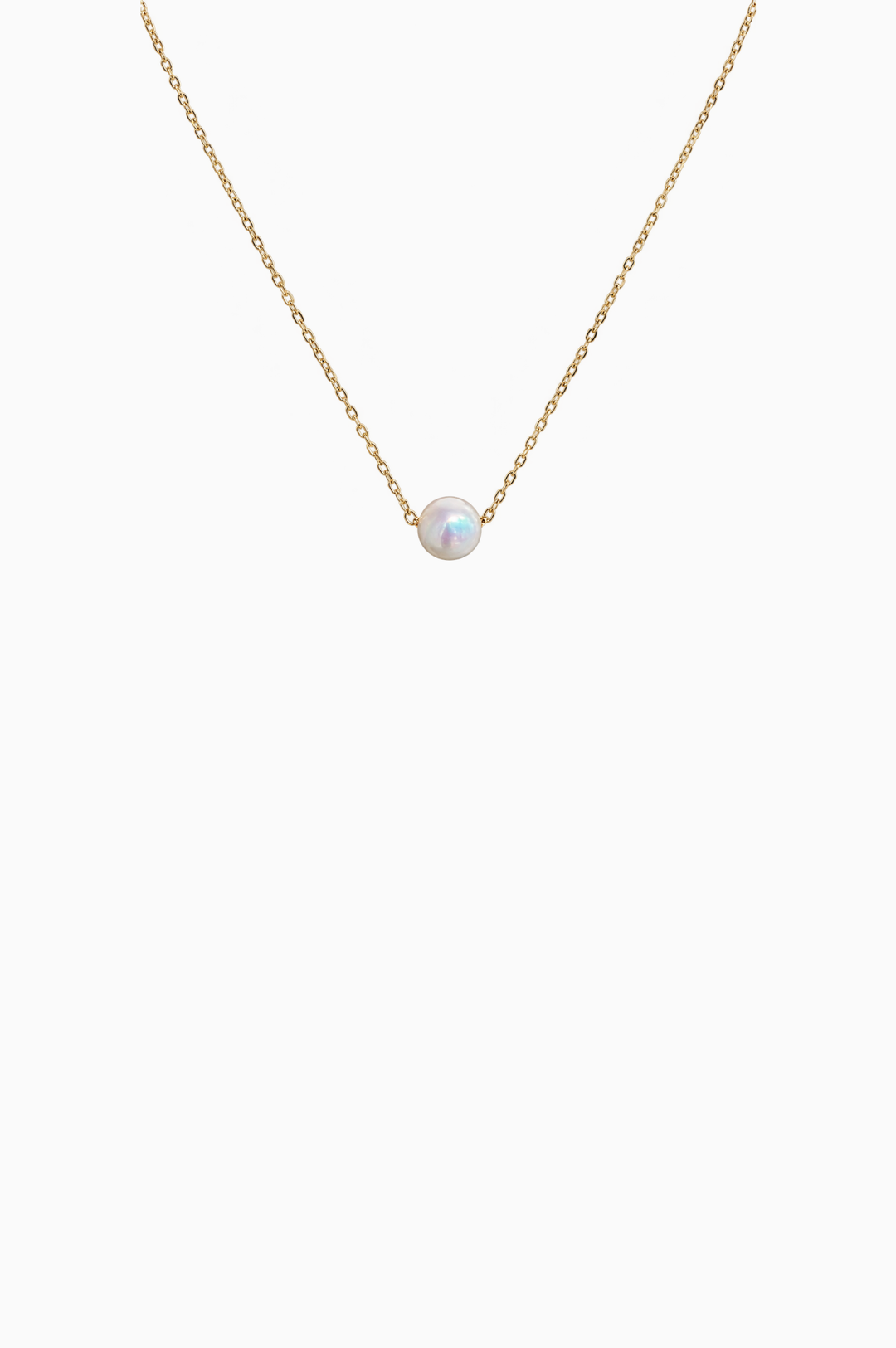 Yellow Gold Necklace with Tiny Pearl