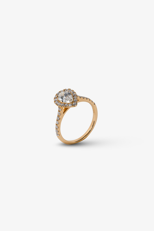 Pink Gold and Diamond Drop Ring