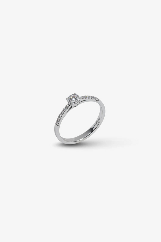 White Gold Engagement Ring with Diamonds