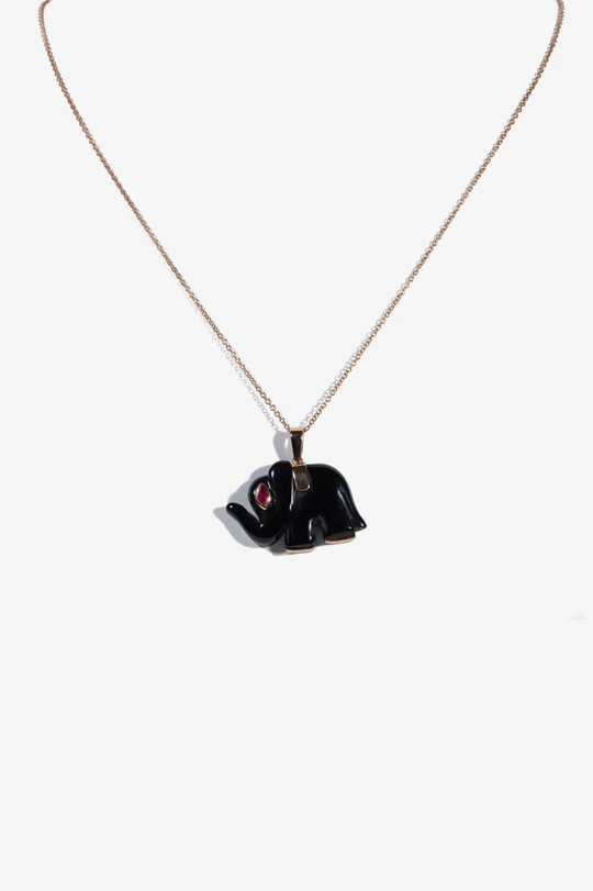 Pink Gold and Black Onyx Necklace