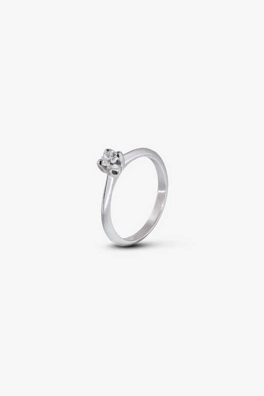 White Gold and Solitaire Diamond Engagement Ring