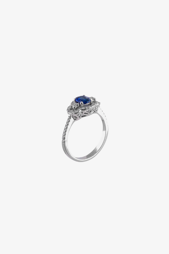 White Gold, Diamonds and Sapphires Engagement Ring II