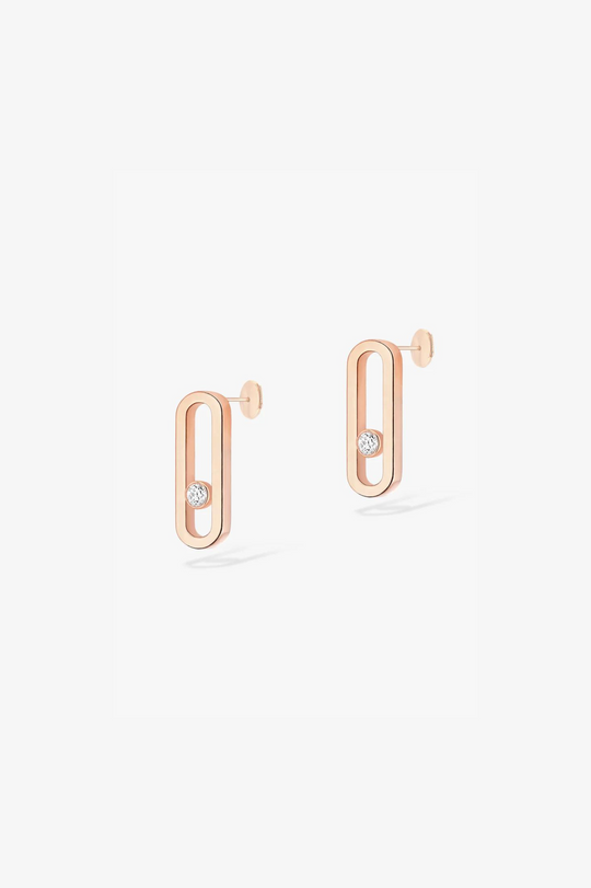 Pink Gold Diamond Earrings Move Uno