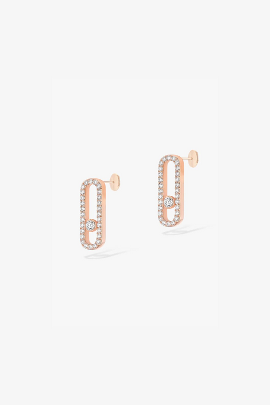 Pink Gold Diamond Earrings Move Uno Pavé-set Diamond Earrings