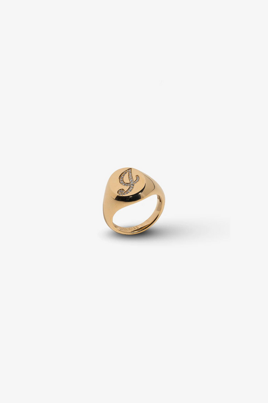 Letter I Gold Ring