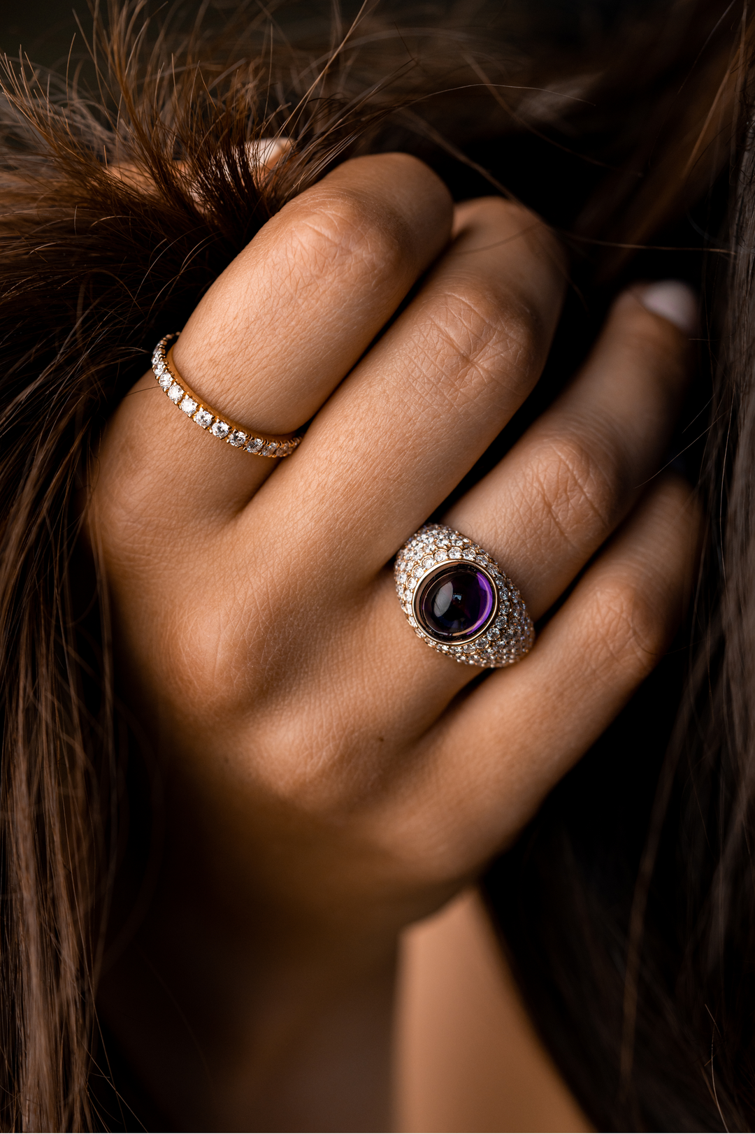 Rose Gold Ring with Amethyst Stone