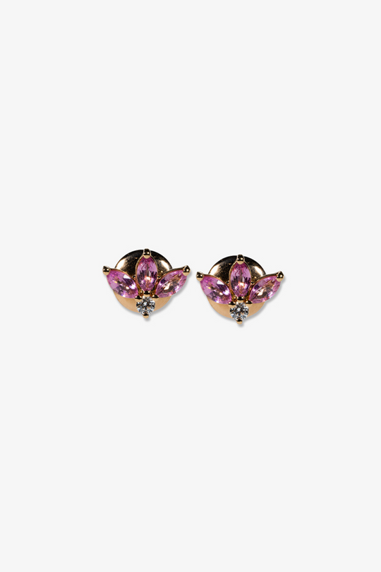 Flower Pink Gold and Diamond Earrings II