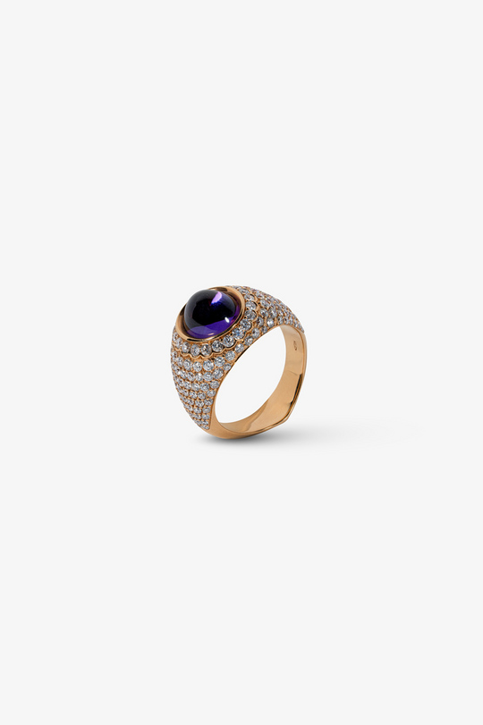 Rose Gold Ring with Amethyst Stone