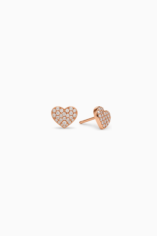 Heart Pink Gold Earrings with Diamonds