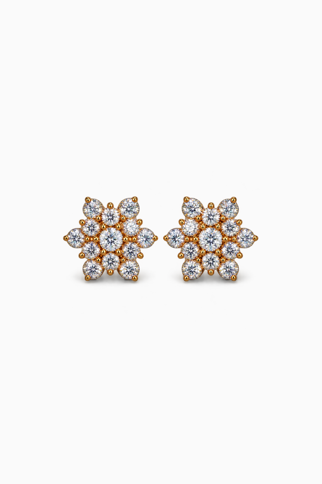 Flower Pink Gold Earrings with Diamonds
