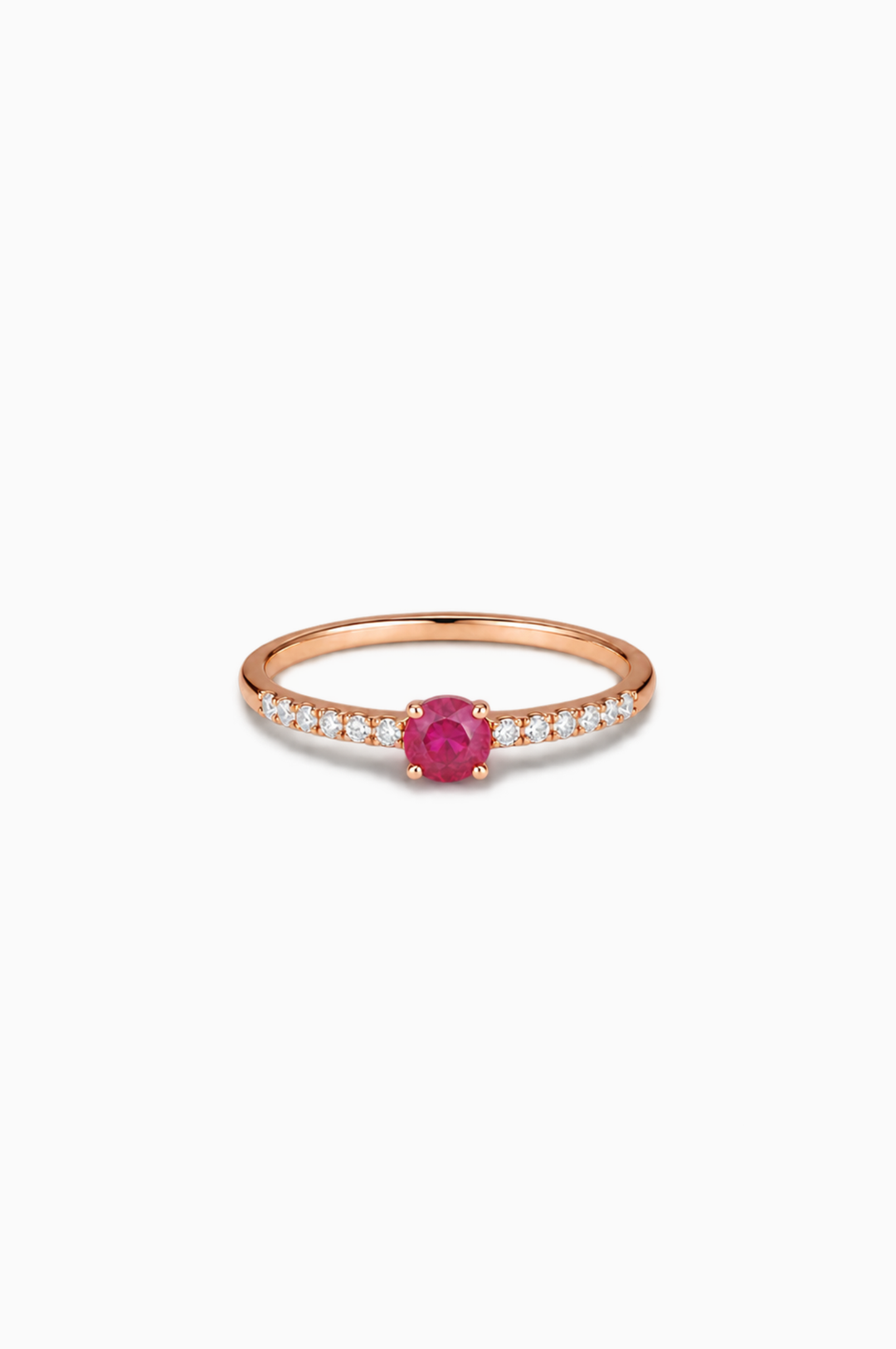 Pink Gold Ring with Diamonds and Ruby